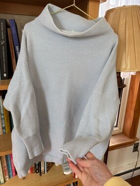 Free People Powder Blue Cowl Neck Tunic Sweater